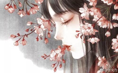 胖女孩吃瓜古风插画,胖女孩的古风食趣插画